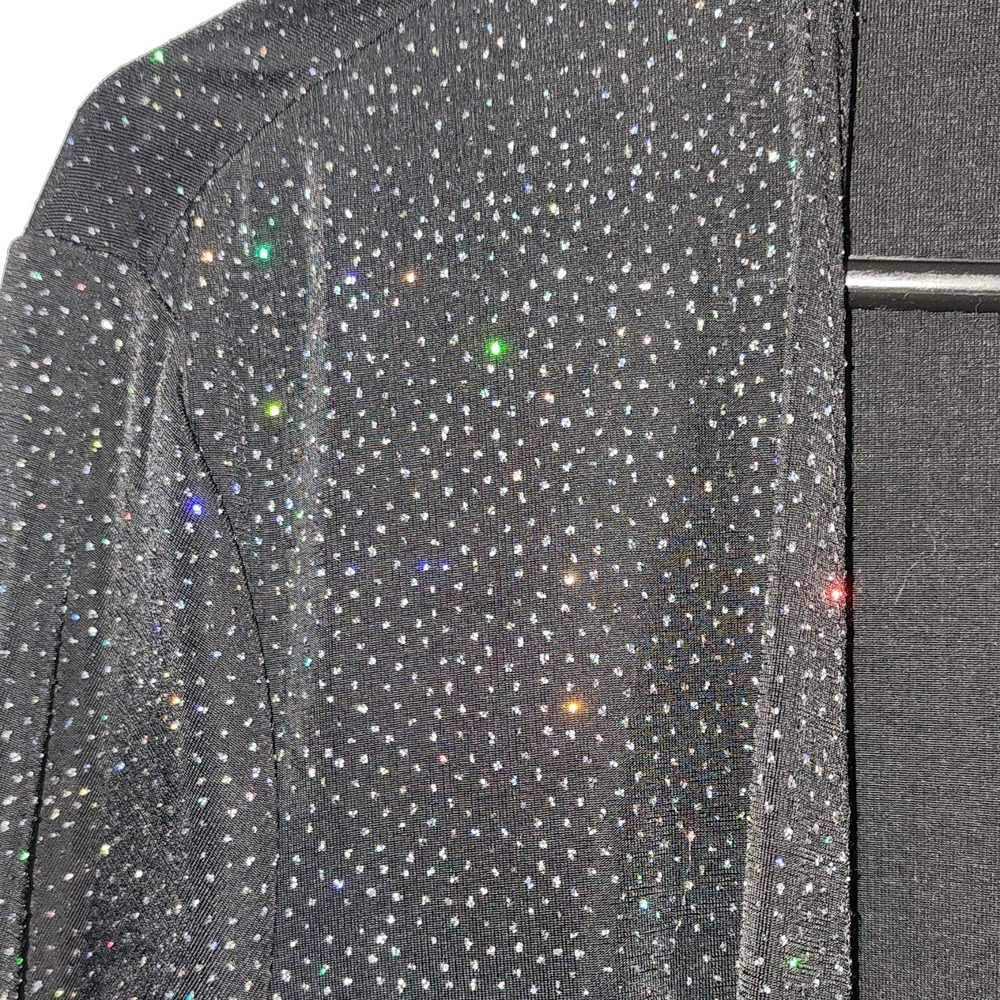 Delta Burke Black Glitter Open Evening Duster Cardigan Plus 1X Long Sleeve - Picture 3 of 5